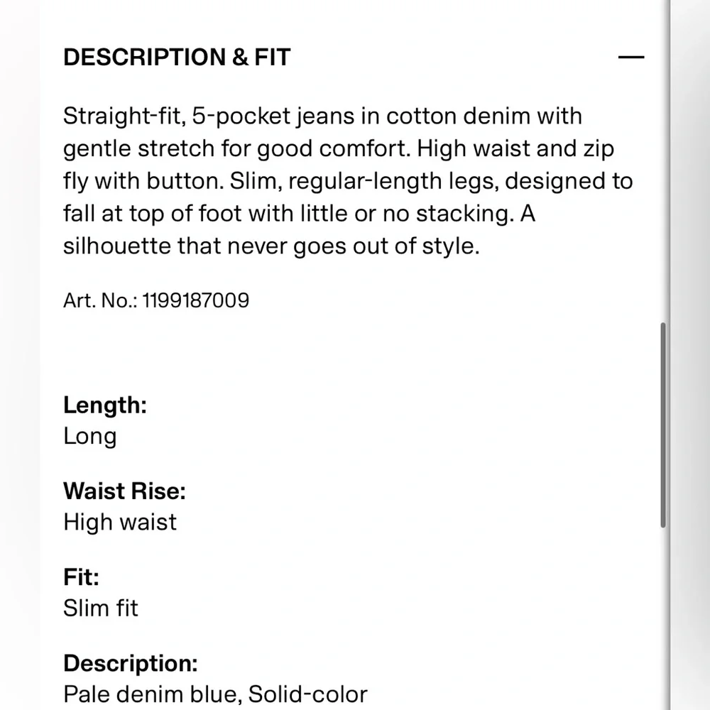 H&M High rise slim straight leg jeans - Picture 5 of 7